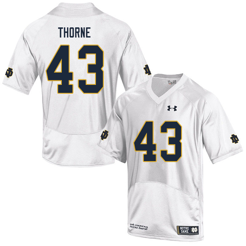 Men's NCAA Notre Dame Fighting Irish #43 Marcus Thorne Stitched College Under Armour Authentic White Football Jersey HV10B13TM